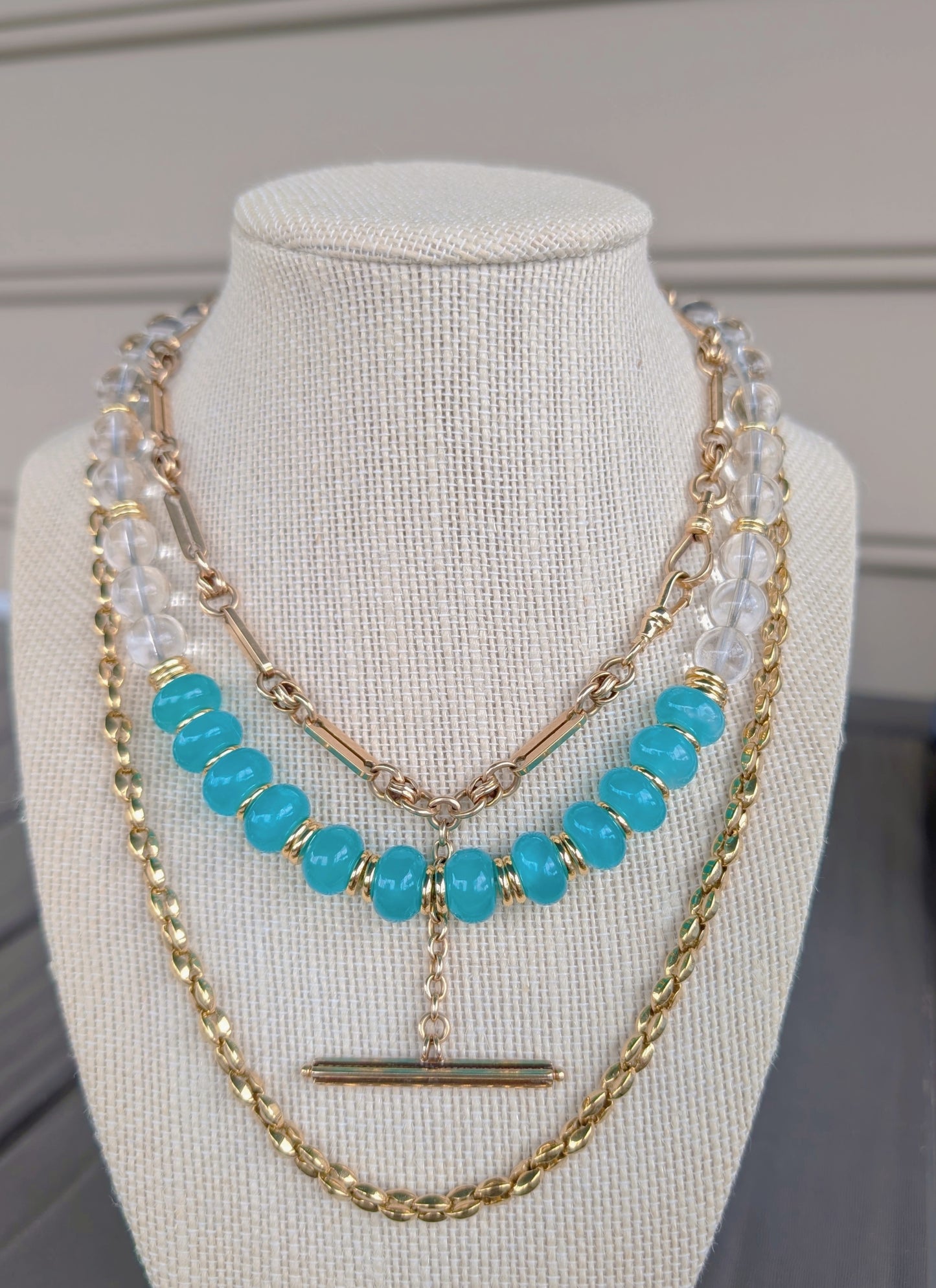 Amazonite and clear quartz necklace