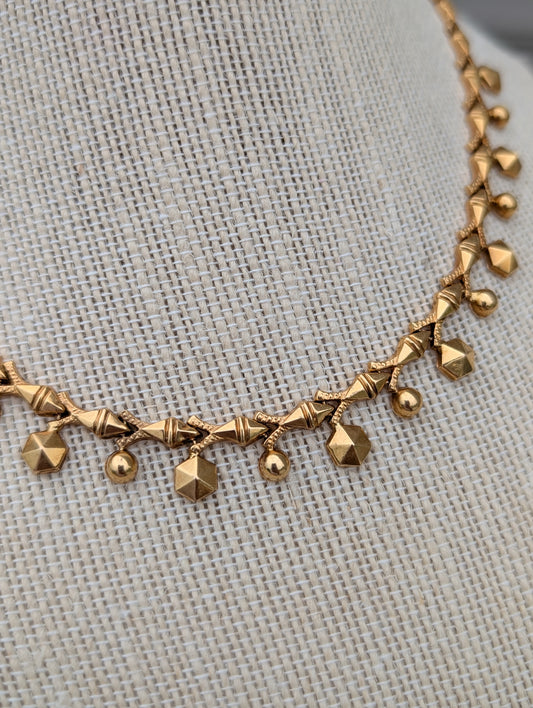 18k gold faceted hexagon Cleopatra collar necklace