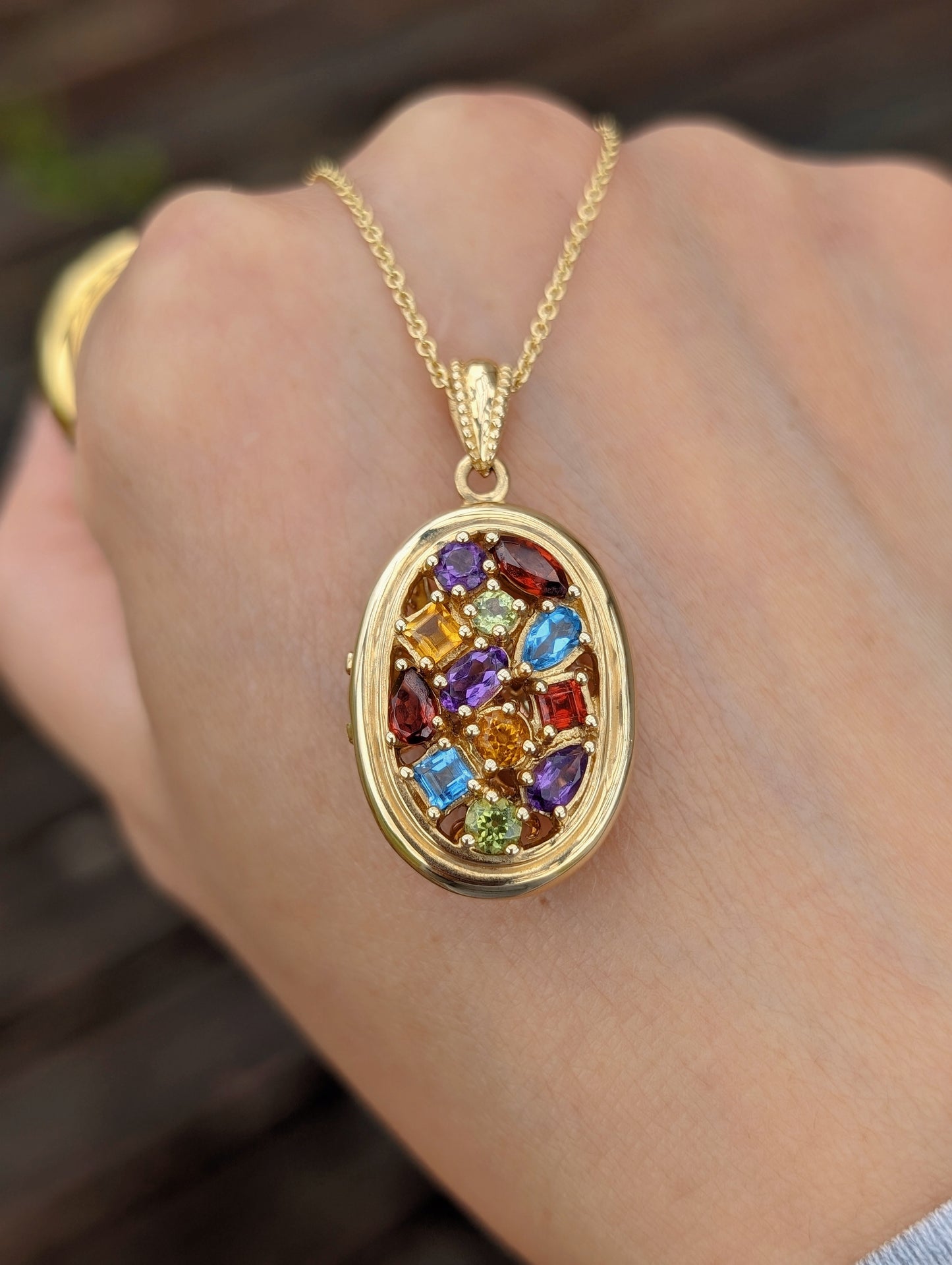10k Gold Gemstone Locket