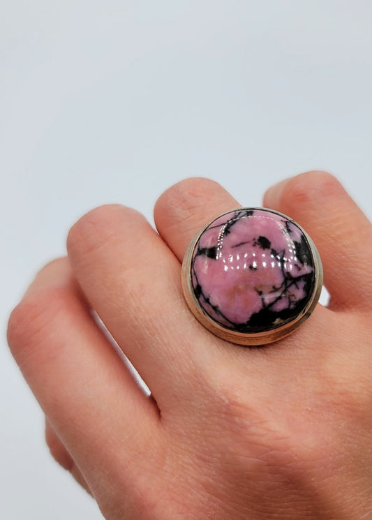 Vintage rhodonite sterling silver ring