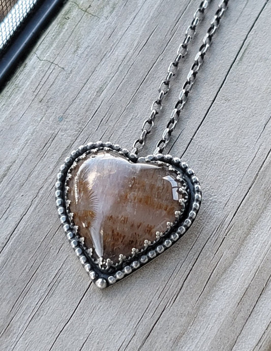 Golden rutilates quartz sterling heart