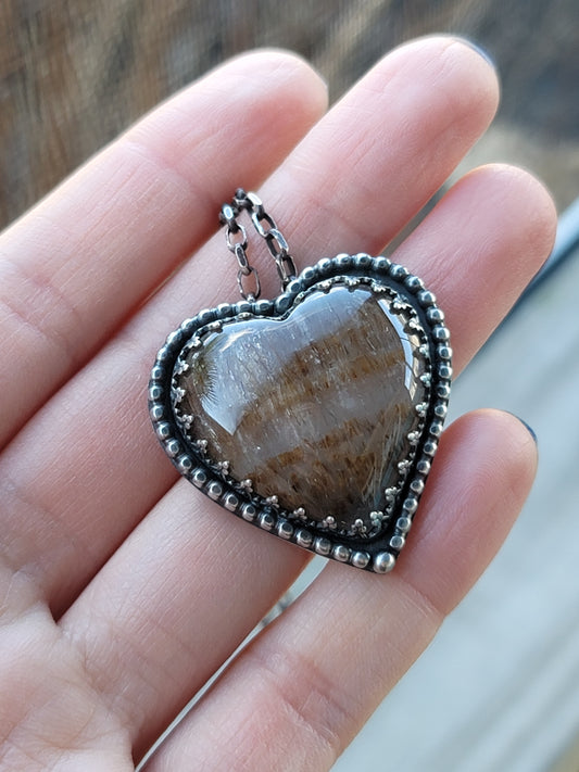 Golden rutilates quartz sterling heart