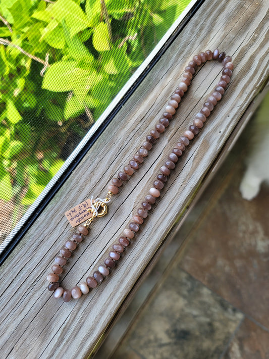 Chocolate moonstone + sun charm