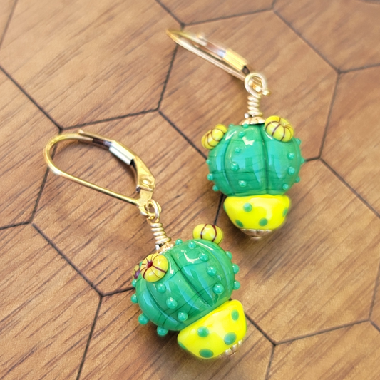 Gold filled cactus earrings