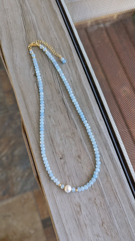 Aquamarine Pearl necklace