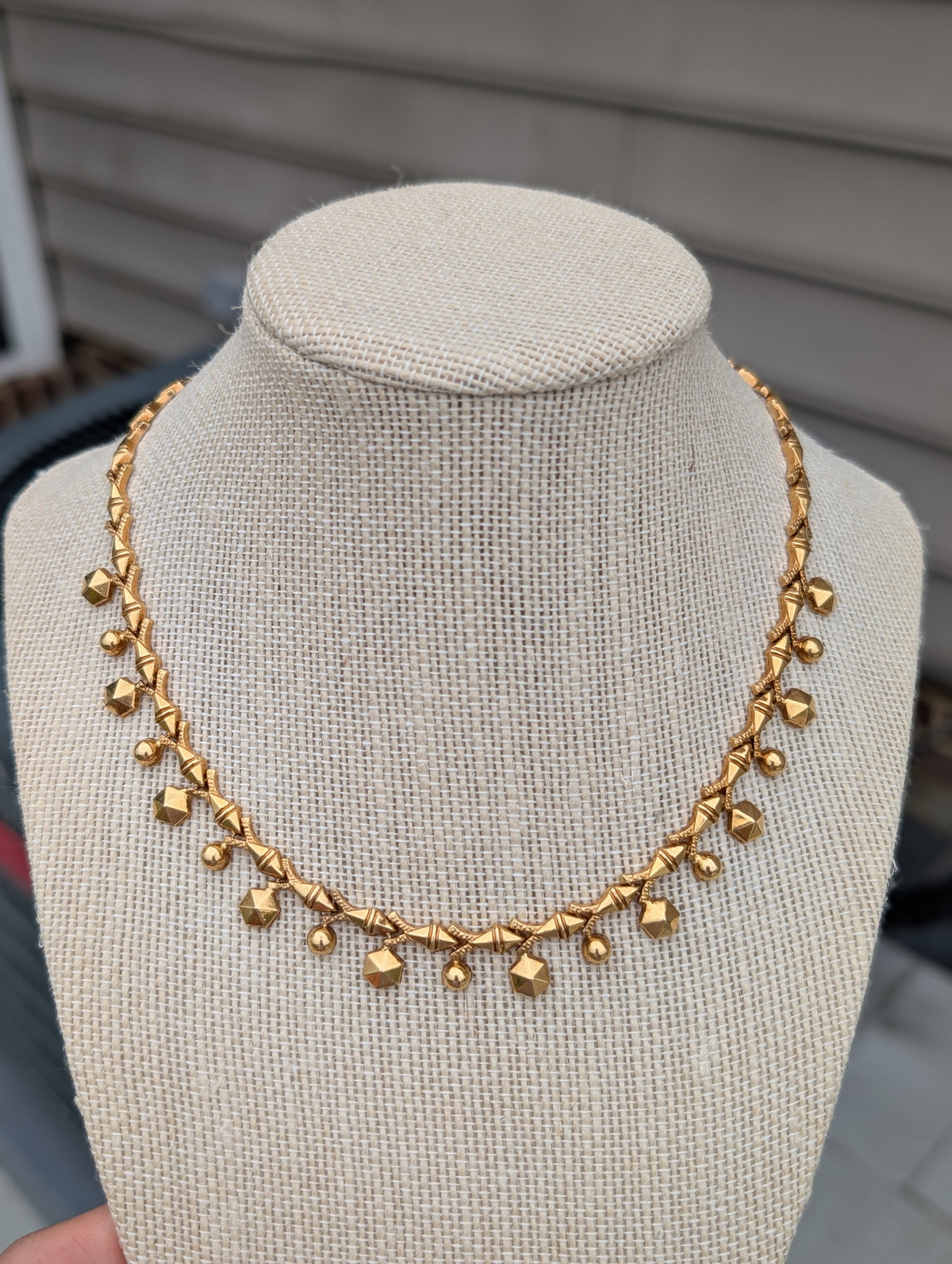 18k gold faceted hexagon Cleopatra collar necklace