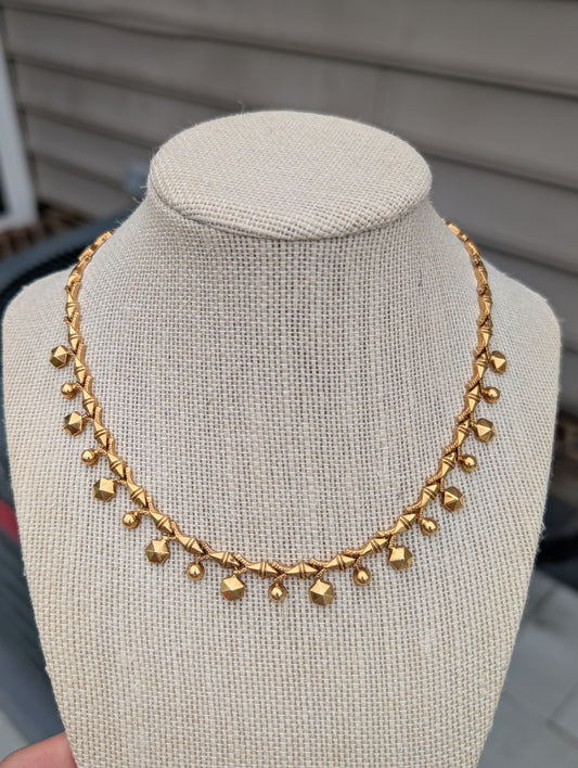 18k gold faceted hexagon Cleopatra collar necklace