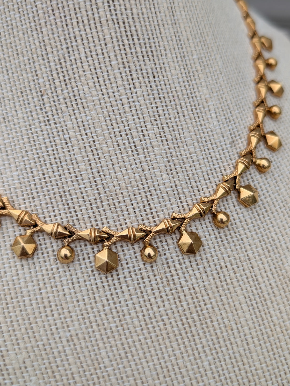 18k gold faceted hexagon Cleopatra collar necklace