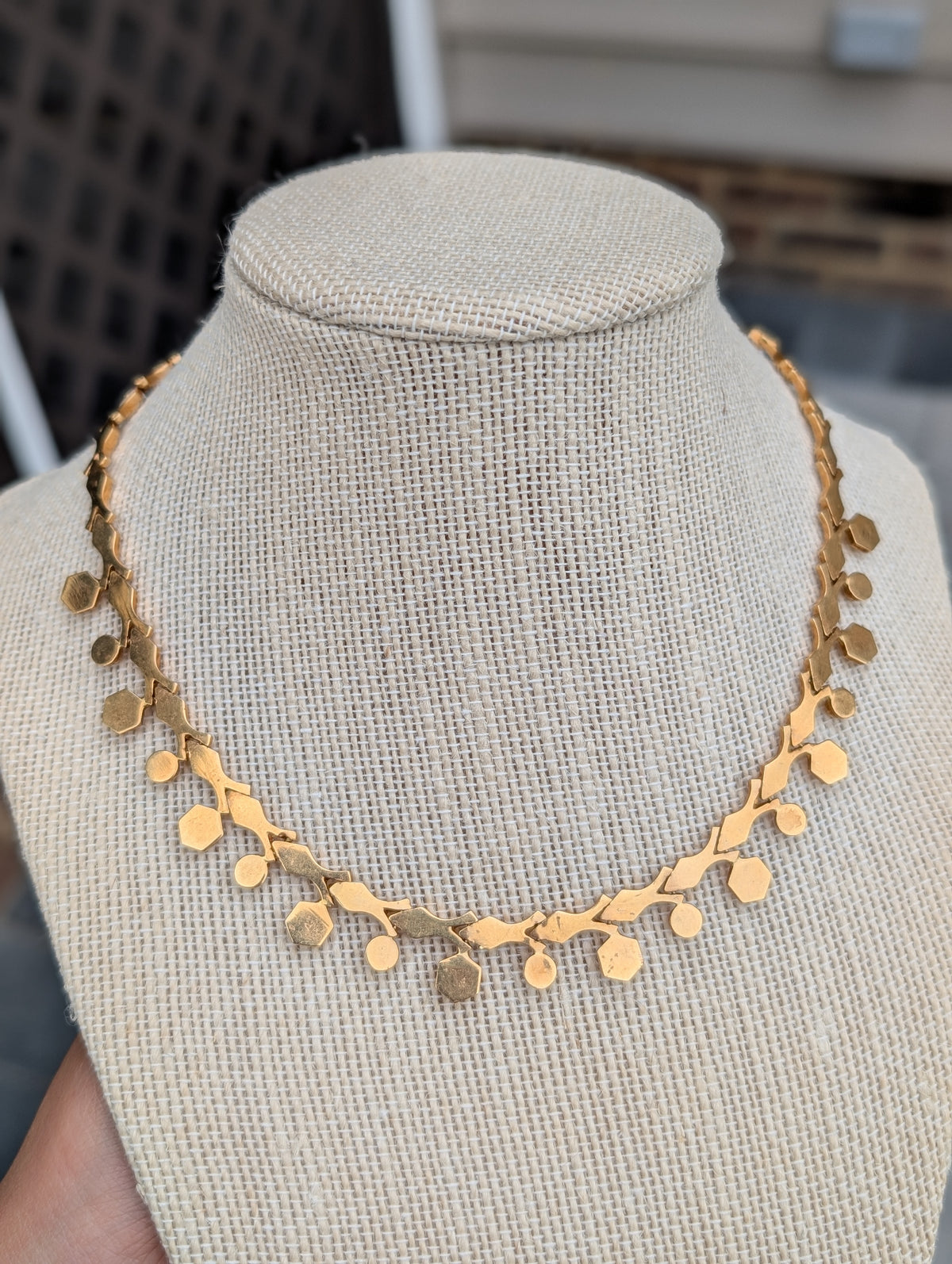 18k gold faceted hexagon Cleopatra collar necklace