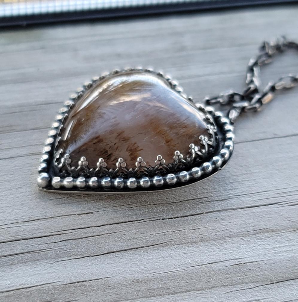Golden rutilates quartz sterling heart